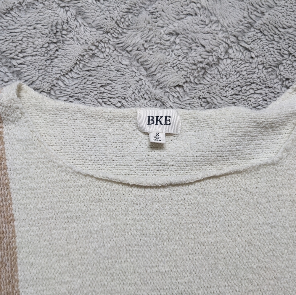 BKE Sweater Women's Small Cream Yellow Striped Knit Boxy Textured Pullover  - Picture 6 of 7